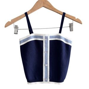 Freshman 1996 Contrast Button Front Crop Top